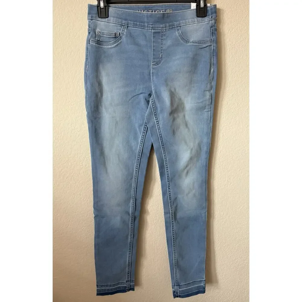 Lot Of 2 Justice Stretchy Girls' Pull On Jean Leggings Jeggings Pants Size 14